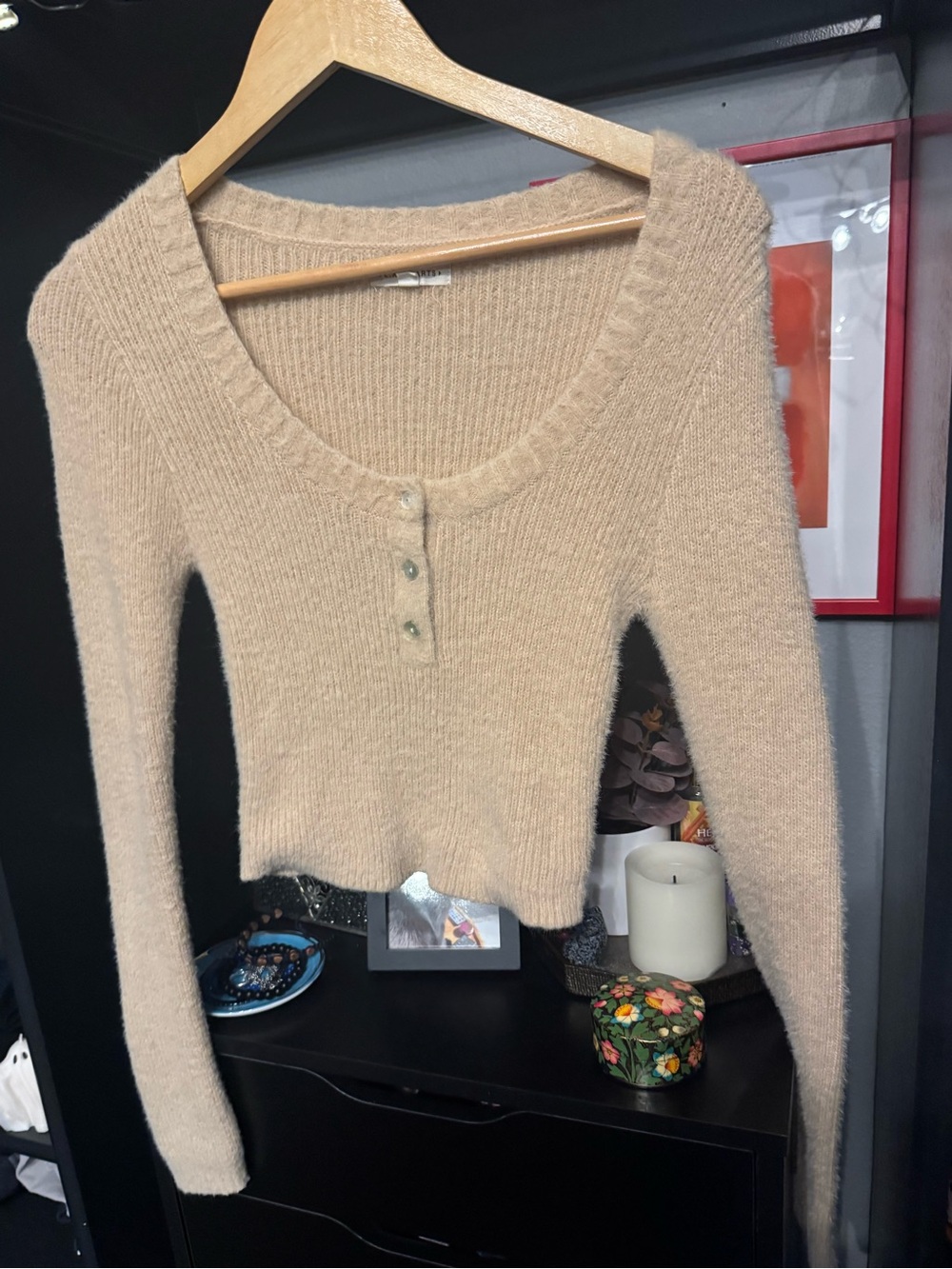 Cozy Crop Henley Sweater - Beige 🤎🍂 - Picture 2 of 7